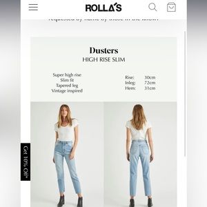Rollas Dusters High Rise Slim - Size 26